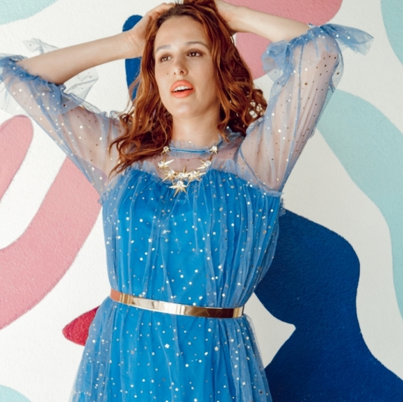 NWT Star Sheer Mini Party Dress S:Small - Picture 5 of 12